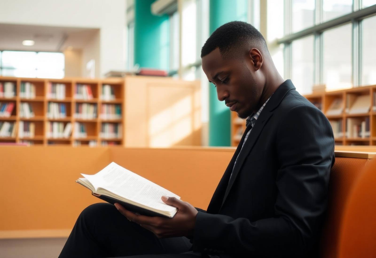 A young professional reading and taking notes